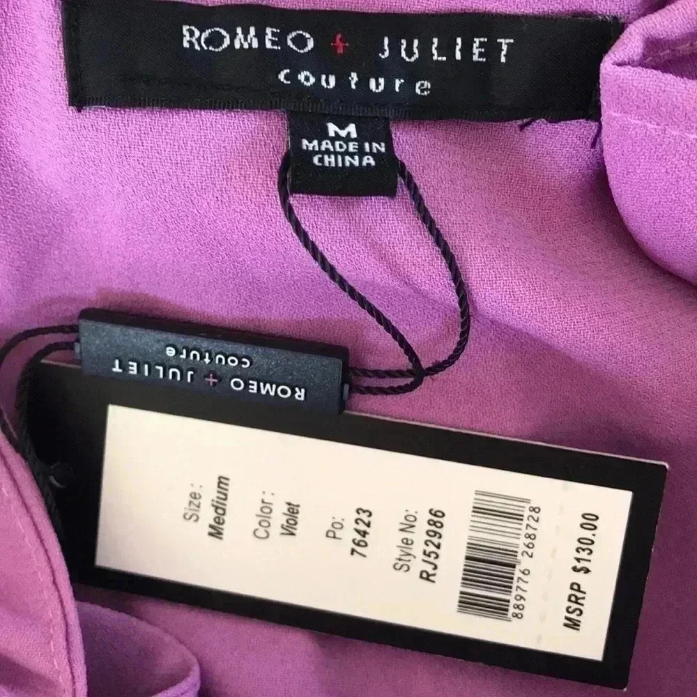 Romeo + Juliet Couture Ruffled Lavendar Spaghetti Strap Top Size M—A3 - Picture 5 of 6